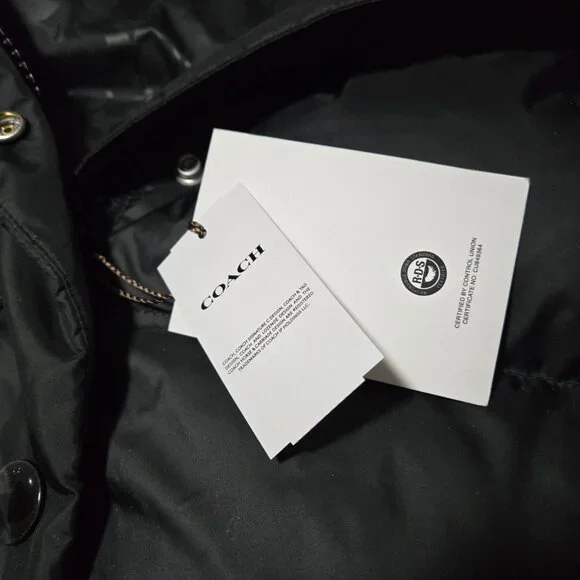 COACH Down Puffer Hooded Coat ~ Women’s ~ Medium ~ Black - Picture 5 of 16